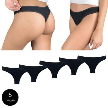 Imagem de Kit 5 Calcinhas Fio Dental Try Basics Algodão Cotton Básica Lisa Moda 