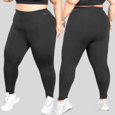 Imagem de Kit 2 Calças Legging Plus Size Suplex Cintura Alta Fitness - Blanco St