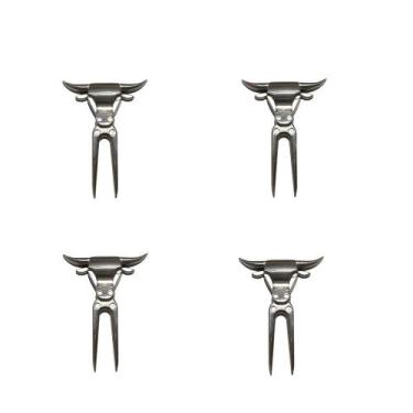 Imagem de Quatro Garfinhos Touro Bravo Churrasco e petiscos - Polido - Utensilio