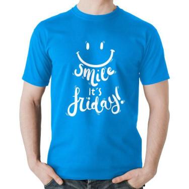 Imagem de Camiseta Algodão Smile, It's Friday! - Foca na Moda, Azul, P