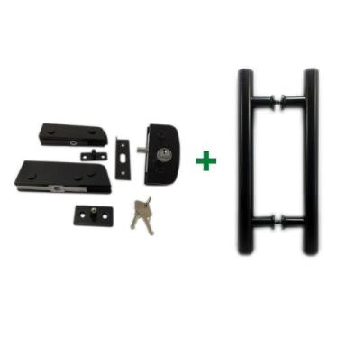 Imagem de Kit ferragens para porta de vidro blindex pivotante + puxador tubular 