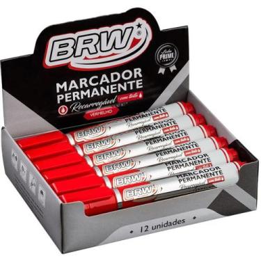 Imagem de Pincel Marcador Permanente Linha Prime Recarregável Vermelho Caixa com