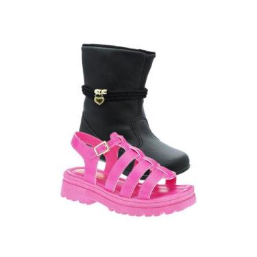 Imagem de Sandalia e Bota Infantil Coturno Menina - KIT 2 PARES Tam 28 ao 34 - s