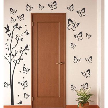 Imagem de Decoração de Parede Arvore Floral e Kit com 68 Borboletas