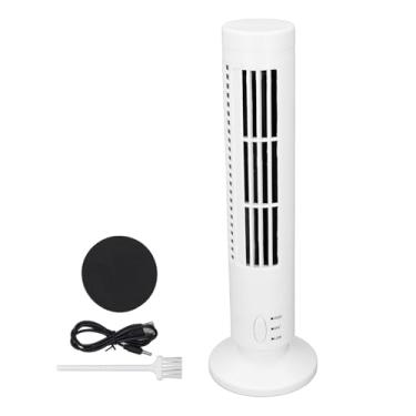 Imagem de Ventilador de Torre Silencioso, 2 Velocidades Ajustáveis ​​com Porta USB, Economia de Energia, Ventilador de Chão de Mesa Sem Lâmina para Viagens Em Dormitório de Escritório,