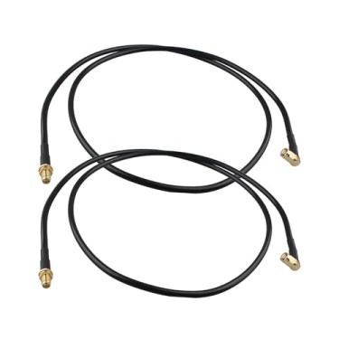 Imagem de Futheda 2 peças SMA macho ângulo reto para fêmea cabo de realocação de antena cabo coaxial RG58 1 m/3,3 pés para rádio amador Kenwood BaoFeng Wouxun Icom Yaesu rádio VHF marinho padrão horizonte