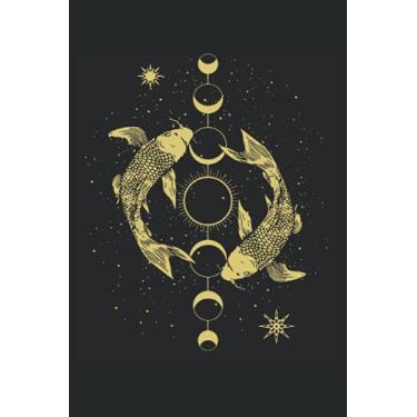 Imagem de Koi Carp Moon Phase Astrology Ying Yang Anti Stress Japan Fish Garden Pond: PUZZLE BOOK - Funny Japan Souvenir Fish Koi Gift, Gift Idea - A5 (6x9) - ... Puzzle, Note, Book, Sketch, Planner, Boredom