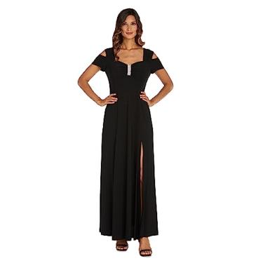 Imagem de R&M Richards Vestido de noite feminino adornado com decote em coração, Preto, 58