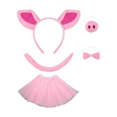 Imagem de Deevoka Conjunto de fantasia de porco decoração adereços fotográficos vestir-se para festa de carnaval, Saia Tule Estrela