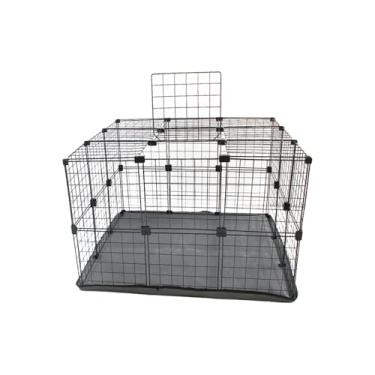 Imagem de Gaiola para Coelho com Bandeja Higiênica 90x90cm com 60cm Altura Cercado para Porquinho da Índia(PRETO,COM TETO)