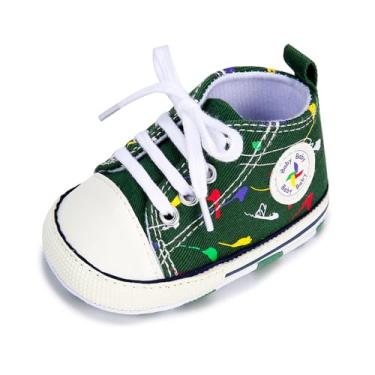 Imagem de BEIDI Sapatos para bebês meninas meninos 0 a 18 meses, presentes essenciais exclusivos para bebês, unissex para recém-nascidos, sem cadarço, sola macia, cano alto, tênis de caminhada, A00-verde, 0-6