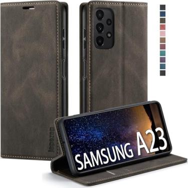 Imagem de Capa carteira para Samsung Galaxy A23 5G com suporte para cartão [bloqueio RFID] suporte magnético, capa flip de couro para Samsung Galaxy A23 5G 6,6 polegadas (café)