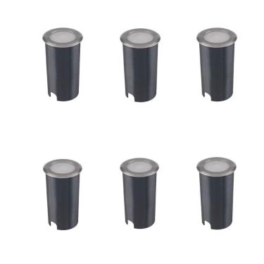 Imagem de Kit 6 Balizador Luminaria De Piso Led Externo Inox Ambar