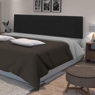 Imagem de Cabeceira Estofada Suspensa para Cama King 195 CM - Preto Suede - ROMI