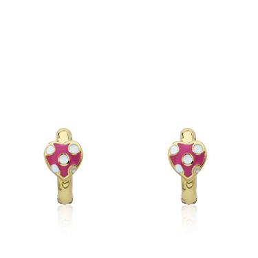 Imagem de Little Miss Twin Stars Brinco infantil – Brinco Huggy banhado a ouro 14k – Hipoalergênico e sem níquel para orelhas sensíveis, Esmalte