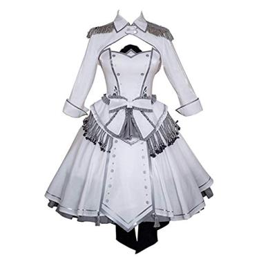 Imagem de Date A Live Kurumi Tokisaki Fantasia Cosplay Nightmare White Queen Dress Conjunto Completo, Fantasia + agitação, X-Large