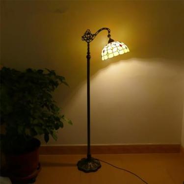 Imagem de Lâmpada de assoalho LED retrô americano Criatividade luxuosa europeia Sala de estar Quarto de estudo Villa Hotel Vidro colorido Lâmpada de assoalho de leitura (Estilo 14)
