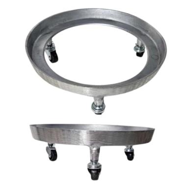 Imagem de Suporte botijão gás e de água mineral e vasos de plantas em Alumínio com rodinhas giratórias reforçado (Polido)