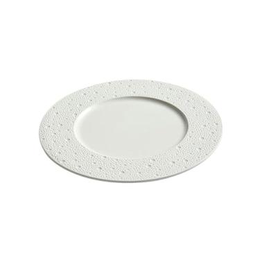 Imagem de Prato de comida ocidental criativo e personalizado, prato redondo doméstico de cerâmica - prato plano branco pérola de 32 cm
