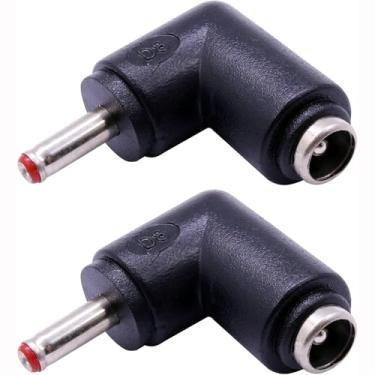 Imagem de QJZXUEZHEN 2 peças adaptador de conector de alimentação CC ângulo de 90 graus 3,5 mm x 1,35 mm plugue macho para 5,5 mm x 2,1 mm conversor de acoplador fêmea (tipo G 3,5 x 1,35 mm vermelho)