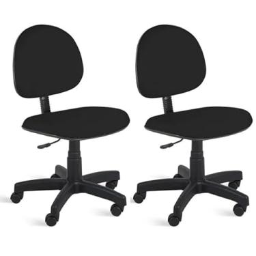 Imagem de Kit 2 Cadeiras De Escritório Executiva Giratória Home Office Tapeçada Em Tecido Confortável Ergonômica Resistente Preto Escritex