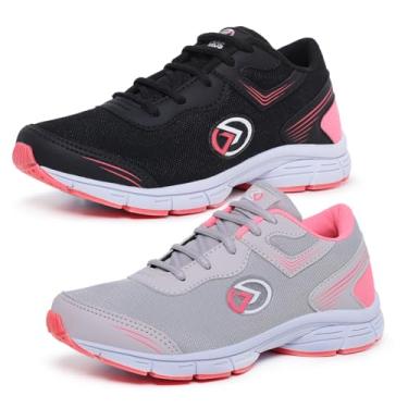Imagem de Kit 3 Pares Tênis Feminino Esportivo Academia Treino Musculação Caminhada Combo (Preto+Cinza, BR, Adulto, Numérico, 35)