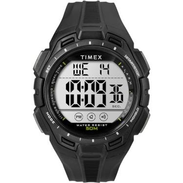 Imagem de Timex Relógio digital masculino de 43 mm - pulseira preta, mostrador digital, caixa preta, Preto