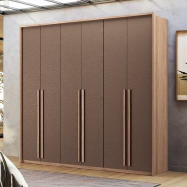 Imagem de Guarda-roupa 06 Portas 4 Gavetas com Espelho Mdp Genova Wood/Terracota