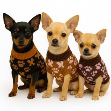 Imagem de 5 Roupas Pet Cachorro Gato Porte Pequeno Filhote Mini Micro Tricot Lã Pinscher (Macho)