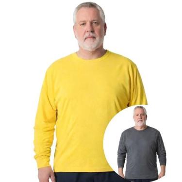 Imagem de Kit 2 Camisas Masculina Manga Longa Plus Size Malha Fria - Genérico, A