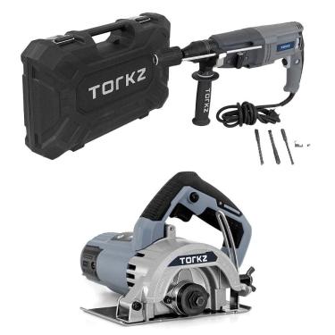 Imagem de Martelete Perfurador Rompedor TRE0002 com Maleta e acessórios e Serra Mármore Profissional Torkz TRE0017 220 Volts