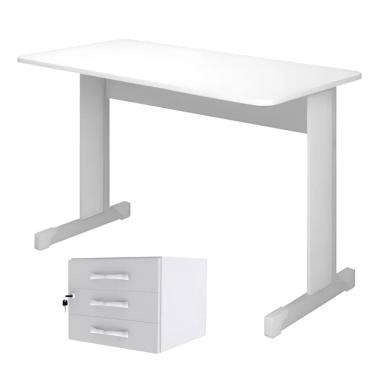 Imagem de Mesa Secretaria Maxxi 120X60 Branco 3 Gavetas - Pandin