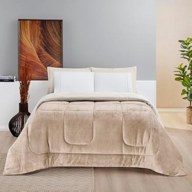 Imagem de Cobertores KING size FOFÃO Gigante Lã Manta Cobertas Sherpa Edredom Grosso Coberdrom frio intenso (Caqui)