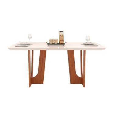 Imagem de Mesa Jantar 6 Lugares 1,70x0,90 Dj Nala Freijo/ Tampo Vidro Off White 
