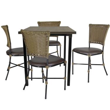 Imagem de Mesa De Quatro Cadeira Gramado Pequi Jogo De Jardim