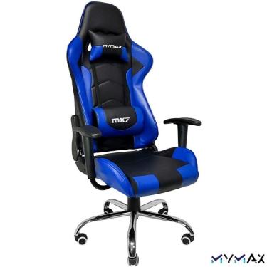 Imagem de Cadeira Escritório Mymax Mx7 Gamer Ergonômica Preta e Azul
