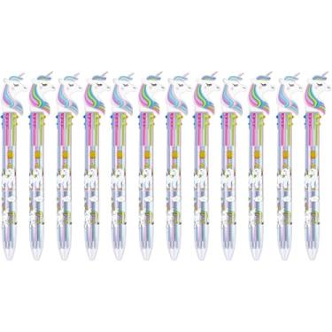 Imagem de Tbestmax Conjunto de 24 canetas esferográficas multicoloridas, retráteis, unicórnio, shuttle de 0,5 mm, conjunto de canetas de tinta líquida, suprimentos de caneta, presentes de escritório, 6 cores em