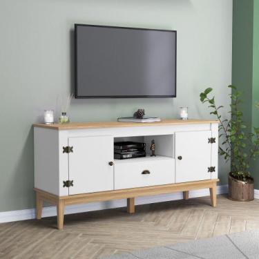 Imagem de Rack para TV até 55 Polegadas 2 Portas 1 Gaveta com Pés de Madeira Col