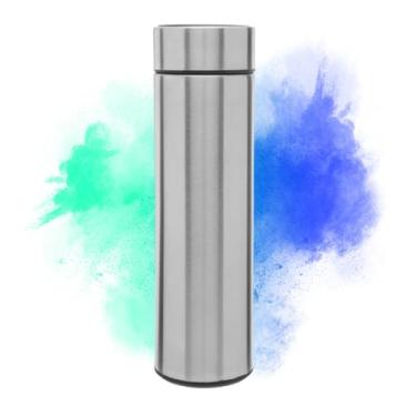 Imagem de Garrafa Térmica De Água Portatil Squeeze Com Camada Dupla 500ml com Medidor de Temperatura Digital Led Quente Frio (Inox)