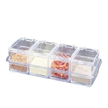Imagem de Conjunto de jarra de tempero de cozinha caixa de armazenamento de condimentos acrílico transparente jarra de especiar