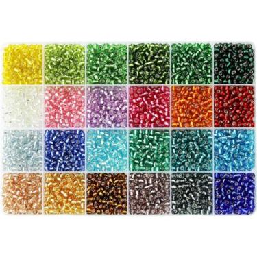 Imagem de VOOMOLOVE 6/0 contas de semente de vidro cerca de 4300 peças 24 cores 4 mm kit de contas de sementes soltas pulseira fazendo contas com caixa de armazenamento de plástico de 24 grades para fabricação