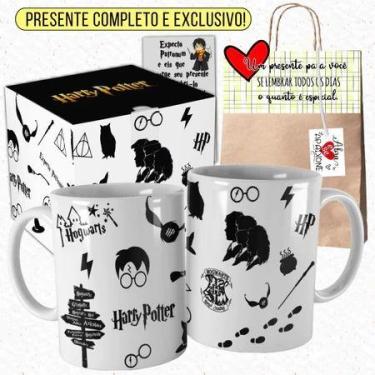 Imagem de Caneca Harry Potter Símbolos da Saga com Nome Linda de Alta Qualidade 