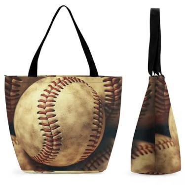 Imagem de WYUSPGK Sacola de viagem, vintage beisebol americano retrô estampa espaçosa bolsa sacola de compras durável bolsa de compras leve, estilo, tamanho único