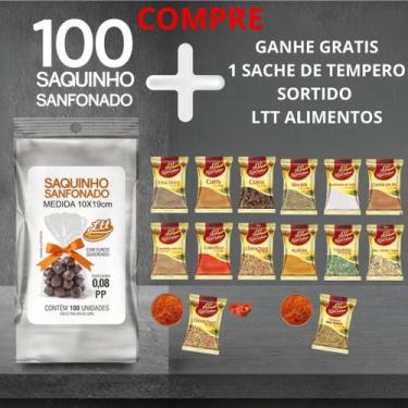 Imagem de Kit Saquinho para pipoca gourmet 10x19cm com 100 unidades + 1 Sache de