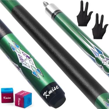 Imagem de Kmise Conjunto de 5 bastões de sinuca de 147 cm 510 g, bastão de taco de bilhar de bordo canadense, taco de sinuca profissional para esportes de mesa de bilhar de bar e casa, verde.