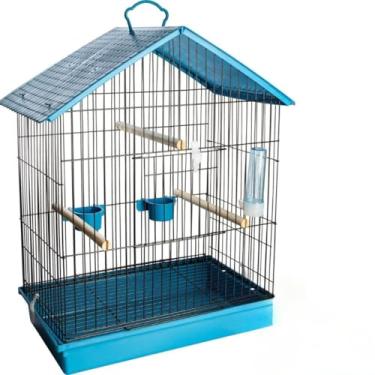 Imagem de Gaiola para Pássaros Agapórnis Calopsita Canarinhos Periquitos Coleirinhos Mandarins e outras Aves(Black/Azul)