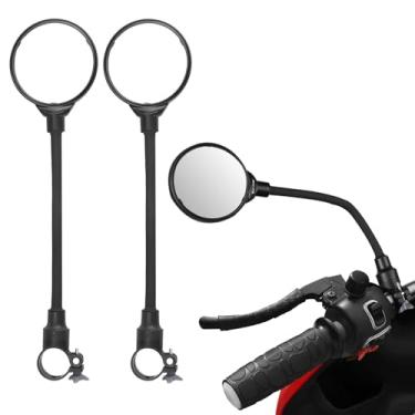 Imagem de BangBoom 2 peças de suporte de guidão de espelho de bicicleta ajustável de 8,9 cm com juntas e arruelas, espelhos de bicicleta rotativos de 360 graus, ângulo amplo seguro e convexo para óculos