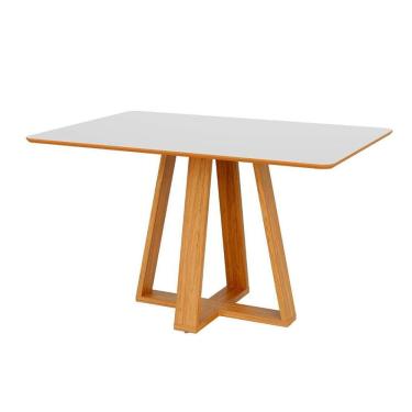 Imagem de Mesa de Jantar Retangular com Tampo de MDF Kessy 100% MDF Off White e Freijó 135 cm