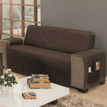 Imagem de Protetor De Sofá Dupla Face Impermeável Mr 2 E 3 Lugares - Marrom/cáqui