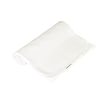 Imagem de Manta Bebê de Enrolar em Suedine de Algodão com Babado de Pompom - Branco U